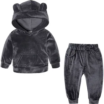 Dětská tepláková souprava s kapucou s oušky Varianta: Šedá, Věk: 6 let