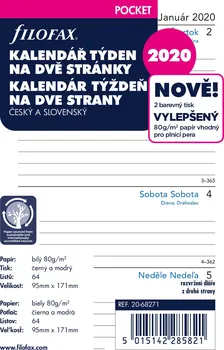 Náplň do diáře Filofax náplň pro kapesní diář týdenní A7 2020