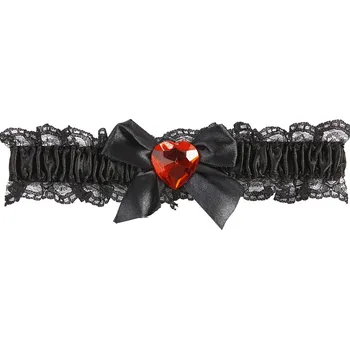 Karnevalový doplněk Widmann Podvazek černý se stužkou a srdíčkem