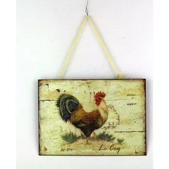 Plechová cedule Plechová cedule kohout s nohou nahoře 27x19cm