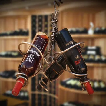 Stojan na víno Závěs na 3 lahve vína ručně kovaný 40cm