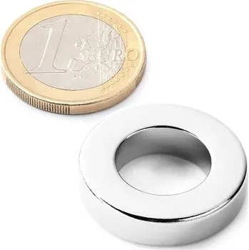 Dekorativní magnet Neodymový kruhový magnet Ø&nbsp;25/14 mm, v.&nbsp;6&nbsp;mm, síla 7,6 kg