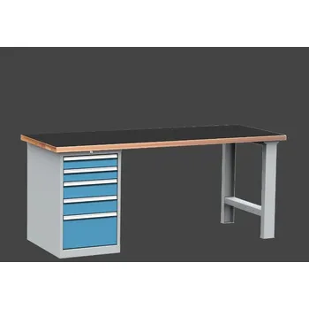 Průmyslová sponka dílenský stůl DPS 2323 s hladkou pogumovanou pracovní deskou, kontejner + doprava zdarma