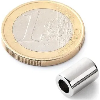 Dekorativní magnet Neodymový kruhový magnet Ø&nbsp;6,8/4 mm, v.&nbsp;10&nbsp;mm, do&nbsp;150&nbsp;°C, síla 1,1&nbsp;kg