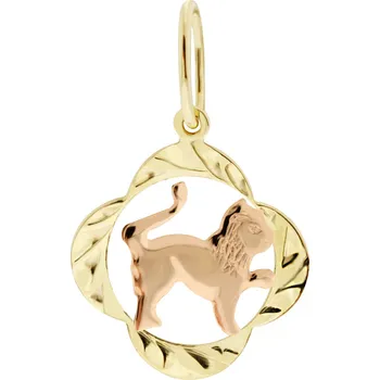 Přívěsek Zlatý přívěsek - znamení zvěrokruhu Lev Tvar: Čtyřlístek, rytý rámeček