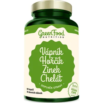 GreenFood Nutrition Vápník hořčík zinek chelát 90 cps. GreenFood Nutrition Vápník hořčík zinek chelát 90 cps.