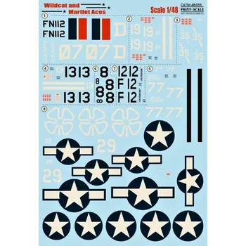 Plastikový model Print Scale 1/48 Wildcat and Martlet Aces (wet decals)