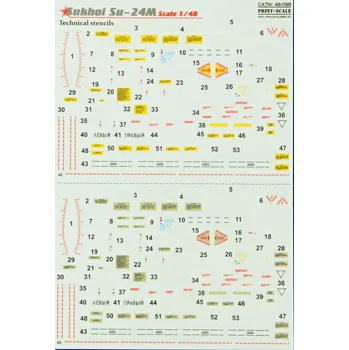 Plastikový model Print Scale 1/48 Sukhoi Su-24M technical stencils (wet decals)