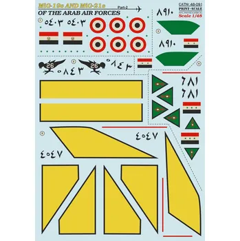 Plastikový model Print Scale 1/48 MiG-19s & MiG-21s Arab AF Part 2 (wet decals)