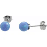 Stříbrné náušnice modré kulaté se syntetickým opálem 92400352 Blue s. Opal
