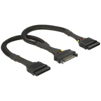 Kabel do PC Delock SATA napájecí kabel 15 pin samice > 2 x SATA 15 pin samec 25 cm