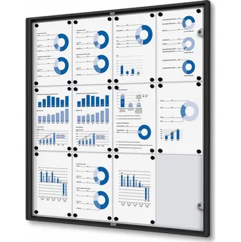Jansen Display Interiérová vitrína Economy 12xA4 - plechová záda, černá Množství: Od 10 ks