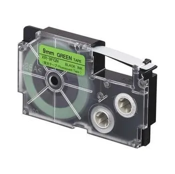 Pásek do tiskárny Casio XR-9FGN , 9mm x 8m, černý tisk / signální zelený podklad, kompatibilní páska