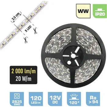 LED páska LED pásek FK technics IP20 10 W 1000 lm 3200 K 0,5 m bílý, metráźové zboží