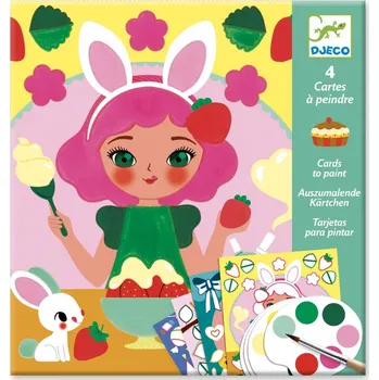 Antistresové omalovánky Djeco Djeco, DJ09659, sada omalovánek a barev, Holčičí dobroty, 9 ks