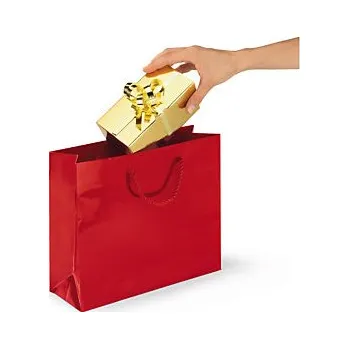 Dárková taška Dárková taška z lesklého papíru červená 400x320x120 mm - Balení po 1 ks