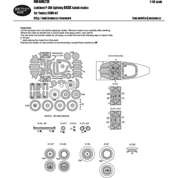 Plastikový model New Ware 1/48 Mask P-38H Lightning BASIC (TAM 25199)