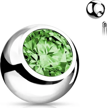 Piercing Šperky4U Náhradní kulička s kamínkem 1,2 x 3 mm - ND024G-1203