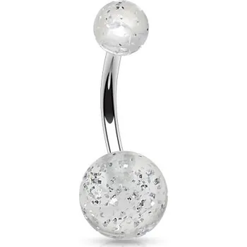 Piercing Šperky4U Piercing do pupíku - banánek se třpytkami - BA01077-C