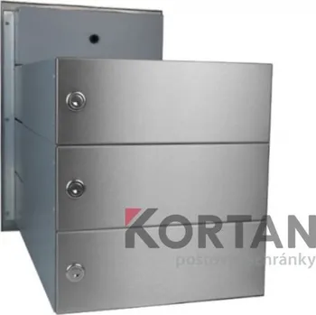 Poštovní schránka 3x poštovní schránka B-042 rovná k zazdění do sloupku + čelní deska se 3x zvonkem a HM ABB - NEREZ