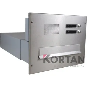 Poštovní schránka 1x poštovní schránka B-042 rovná k zazdění do sloupku + čelní deska s 2x zvonkem a HM ABB - NEREZ