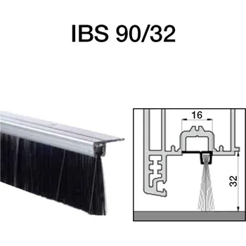 Garážová vrata Kartáč IBS 90/32 100cm (Kompletní kartáč s pravoúhlou přímou AL lištou a polyprop. vlasem)