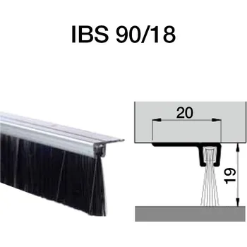 Kartáč IBS 90/18 300cm (Kompletní kartáč s pravoúhlou přímou AL lištou a polyprop. vlasem)