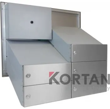 Poštovní schránka 5x poštovní schránka D-041 k zazdění do sloupku + čelní deska s 5x zvonkem a HM ABB - NEREZ / šedá