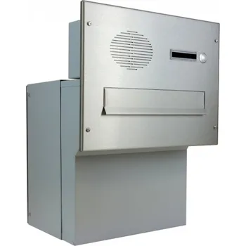 Poštovní schránka 1x poštovní schránka F-042 k zazdění do sloupku + čelní deska s 1x zvonkem a HM URMET - NEREZ / šedá