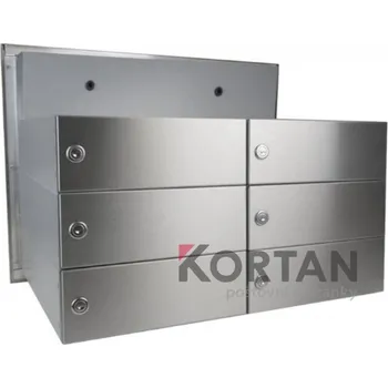 Poštovní schránka 6x poštovní schránka B-042 rovná k zazdění do sloupku + čelní deska s 6x zvonkem a přípravou pro HM - NEREZ