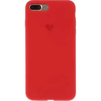 Pouzdro na mobilní telefon Silikonový kryt se srdíčkem pro iPhone 7 Plus / 8 Plus - červený