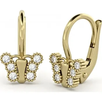 Šperk Couple, Dívčí náušnice Motýlek, žluté zlato se zirkony, 585-66-3-0259.0Z00.0.00.001.07