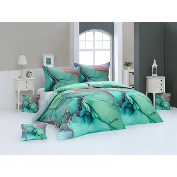 Povlečení Recenze Matějovský Blanka Matragi Birth azurové/tyrkysové 140 x 200 cm, 70 x 90 cm zipový uzávěr