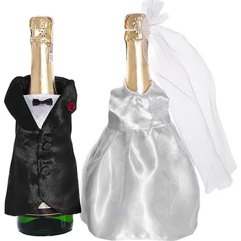 Svatební dekorace PartyDeco oblek na šampaňské ženich a nevěsta
