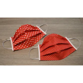 Šatoli.cz Bavlněná dvouvrstvá rouška na gumičku červená s bílým puntíkem