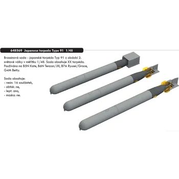 Plastikový model Eduard 1/48 Japanese torpedo Type 91 (Brassin)