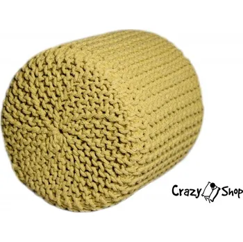 Sedací pytel Pletený puf CRAZYSHOP CYLINDER, žlutá (ručně pletený)