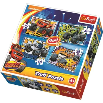 Puzzle Trefl Plamínek a čtyřkoláci 4v1 35,48,54,70 dílků
