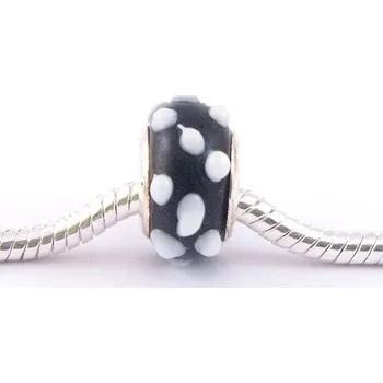 Přívěsek miXL.cz Skleněné korálky s velkým průvlekem Hnědý odstín s bílými tečkami