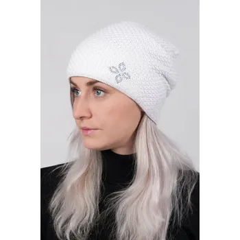 Čepice R-JET Bílá dámská prodloužená zimní pletená čepice