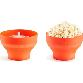 Nádobí do mikrovlnné trouby Sada nádob na přípravu Popcornu v mikrovlnce Lékué Pop Corn Mini 2ks | červená