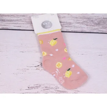 Ponožky YO růžové pudrové s citrónky velikosti ponožek: 14-15 ( EUR vel. 20-22)