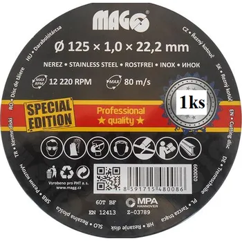 Řezný kotouč Řezný kotouč na ocel a nerez Magg 125x1,0x22,2mm/1ks