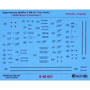 Plastikový model Tally Ho! 1/48 Supermarine Spitfire F Mk.IX Stencils