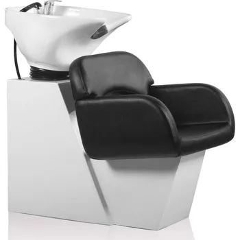 Kadeřnické křeslo Xanitalia Mycí BOX SAGE keramika bílá, koženka černá Báze: Světlá