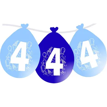 Party dekorace Balonky narozeniny číslo 4, visící 5ks modré balonky.cz b80064