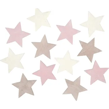 Vánoce Hvězdy dřevěné 4 cm, 12 ks 4204