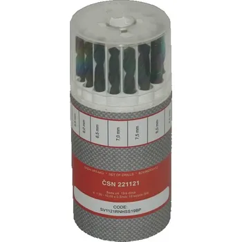 Vrták NÁSTROJE CZ Sada vrtáků 19-dílná 1,00-10,00x0,5mm ČSN 221121RNHSS Pas. plastový obal