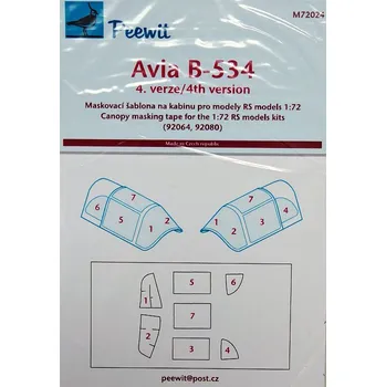Plastikový model Peewit 1/72 Canopy mask Avia B-534 4th version (RS MODEL)