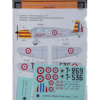 Plastikový model S.B.S model 1/72 Decal Caudron C.635 in Military Service